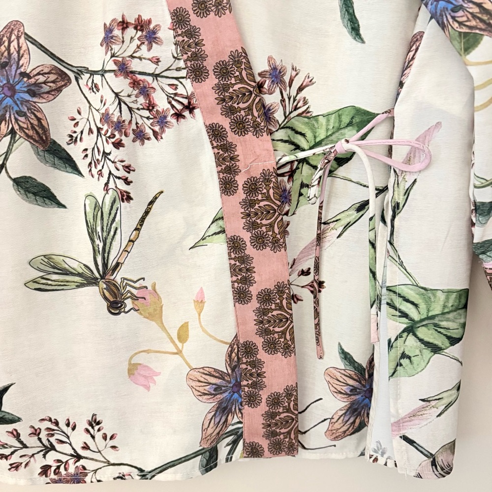Zara Floral Kimono Print Tie Waist‎ Wide Sleeve Size Medium - Picture 7 of 14